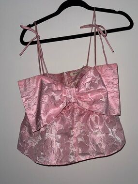 Pink Floral Bow Tie-Front Blouse